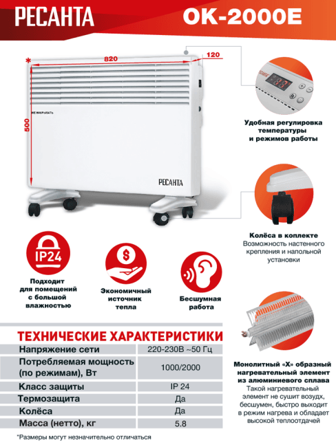 Ресанта  <ОК-2000E> Конвектор (2кВт)