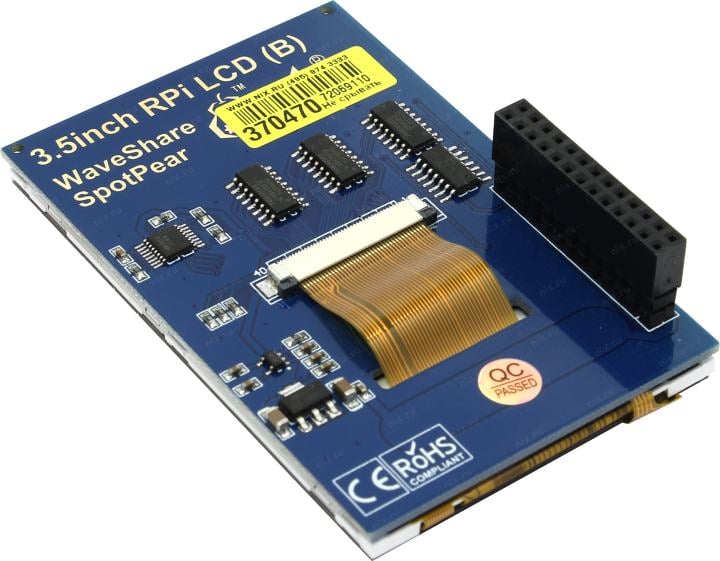 Модуль дисплея ACD 17-RA332 Waveshare 3.5" резистивный сенсорный дисплей без корпуса, 480*320 IPS матрица, вход SPI, питание по USB, для Raspberry Pi 3
