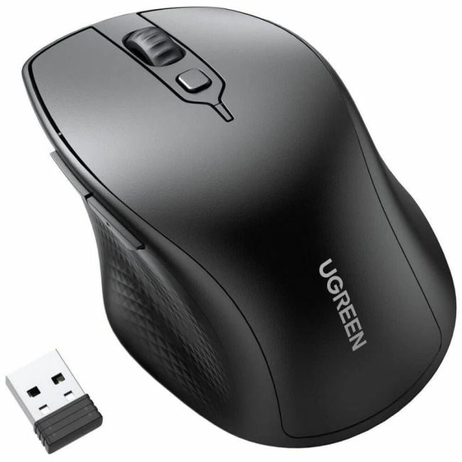 Мышка компьютерная беспроводная UGREEN MU101 (90395) Ergonomic Contoured-Shape Design Wireless Mouse. Цвет: черный