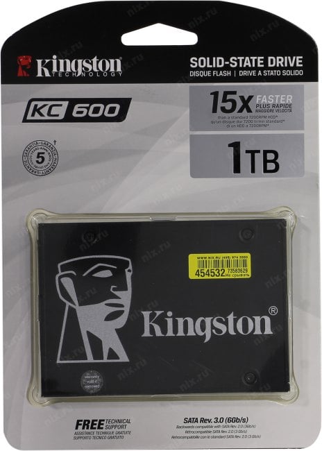 SSD 1 Tb SATA 6Gb/s Kingston KC600 <SKC600/1024G(1TB)> 2.5" 3D TLC