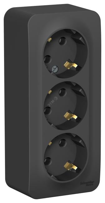 Schneider Electric BLNRA010316 BLANCA О/У РОЗЕТКА 3-я с заземлением без штор. ИЗОЛ.ПЛ.,16А,  250В,  АНТРАЦИТ