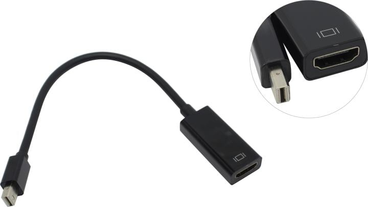 Кабель-переходник miniDisplayPort-HDMI ExeGate EX-mDPM-HDMIF-0.15 (EX284922RUS) (mini20M/19F, 0,15м)