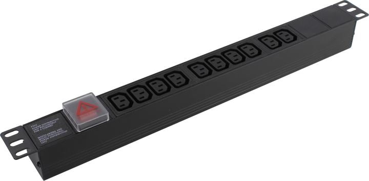 Блок розеток горизонтальный ExeGate ServerPro PDU-19H001 Al-10С13-C14-SW, 1U, Алюминий, 10 IEC 320 C13, С14, выкл. с подсветкой, черный