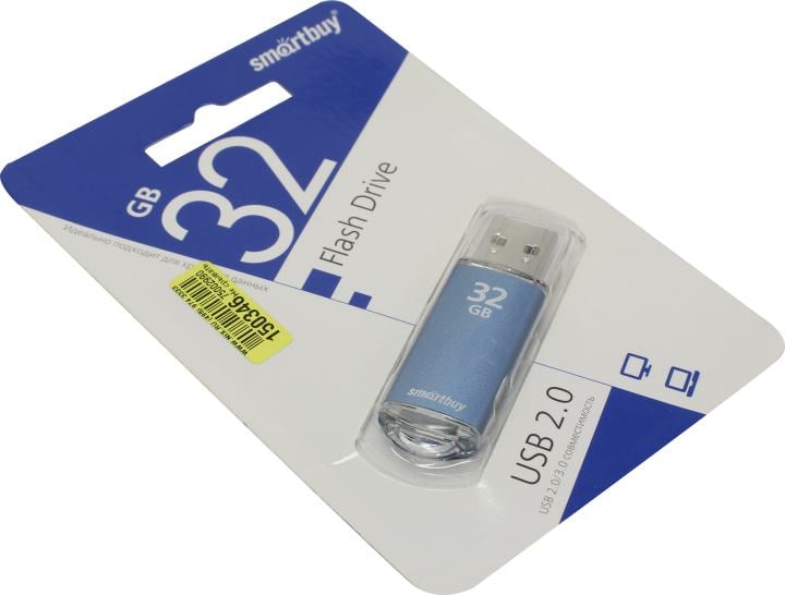 Флешка USB Smartbuy V-Cut series Blue (SB32GbVC-B), 32Gb, USB 2.0, R/W 25/15, голубой