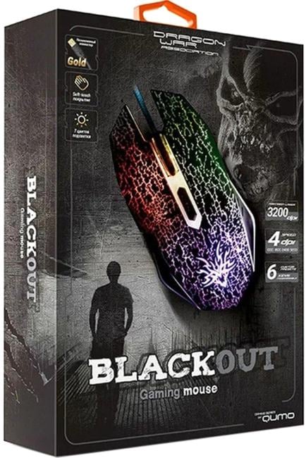 ZY-M33 Мышь Qumo BlackOut M03, проводная, оптическая,1200/1600/2400/3200 dpi