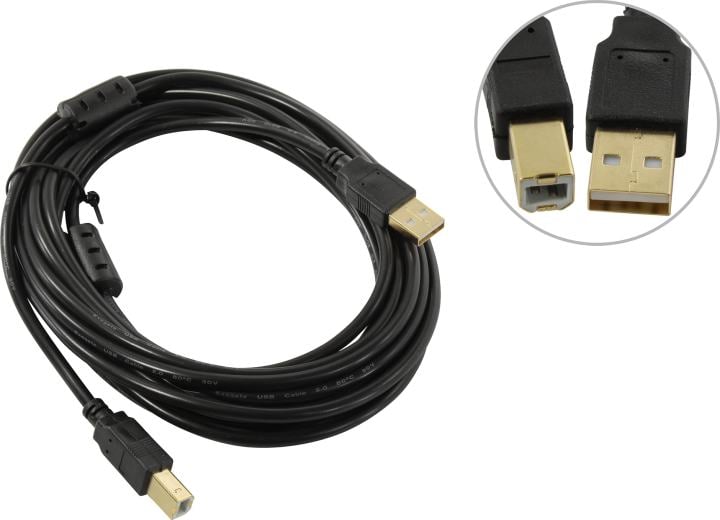 ExeGate <EX-CCF-USB2-AMBM-4.5> Кабель USB 2.0 A-->B 4.5м, 2  фильтра  <EX294748RUS>