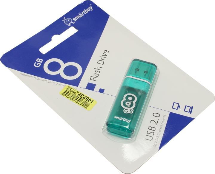 Флешка USB Smartbuy Glossy series green (SB8GbGS-G), 8Gb, USB 2.0, R/W 15/5, зеленый
