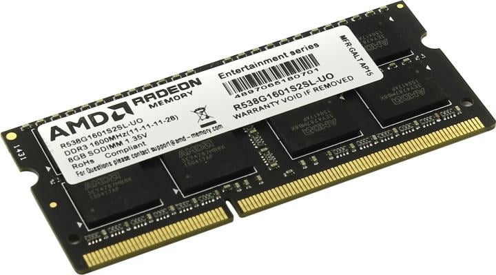 AMD <R538G1601S2SL-U(O)> DDR3 SODIMM  8Gb  <PC3-12800>  CL11 (forNoteBook)