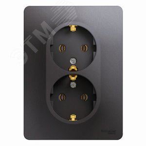 Розетка Systeme Electric GSL001324 GLOSSA двойная с заземлением  в сборе (графит)