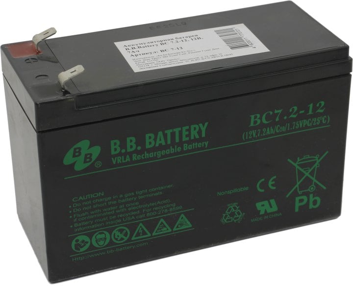 Аккумулятор B.B. Battery BC 7.2-12, 12В, 7.2Ач, клеммы F2