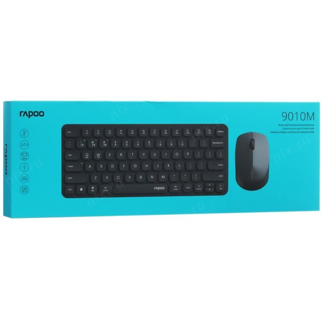 Комплект (клавиатура и мышь) Rapoo 9010M, беспроводной, Bluetooth, черный (9010M) Английская раскладка!!!