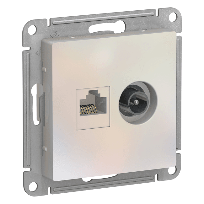 Schneider Electric ATN000489 ATLASDESIGN РОЗЕТКА двойная ТВ + компьютерная RJ45, кат.  5Е,  ЖЕМЧУГ