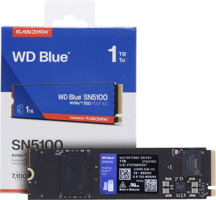 SSD Western Digital WDS100T5B0E, 1 ТБ, M.2 NVMe PCIe 4.0, 7100/6700 МБ/с