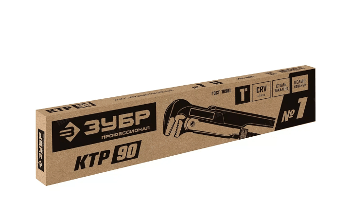 Зубр <27335-1_z02> ЗУБР КТР-90, №1, ключ трубный,  прямые  губки