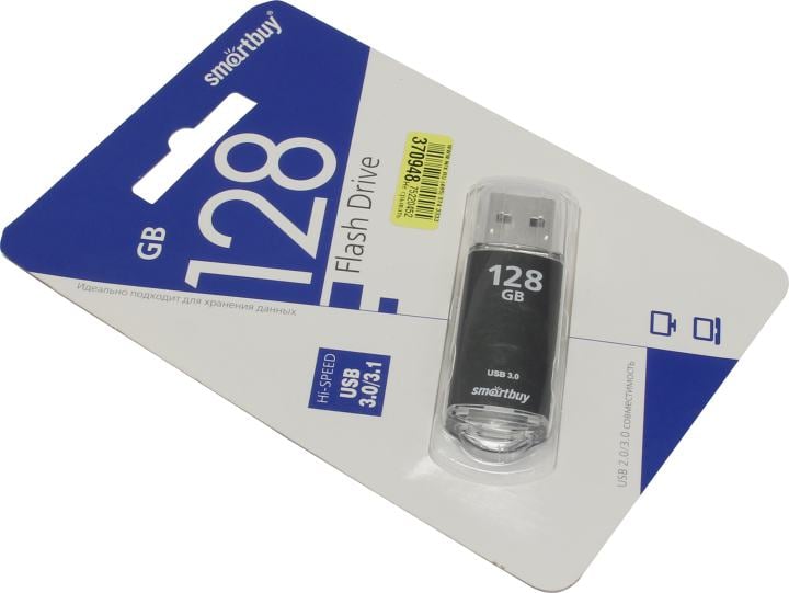 Флешка USB Smartbuy V-Cut Black (SB128GbVC-K3), 128Gb, USB 3.0, R/W 75/30, черный