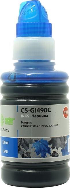Чернила Cactus CS-GI490C-100 Cyan для Canon Pixma G1400/G2400/G3400(100мл)