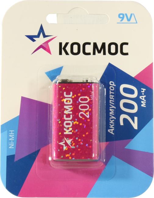 Аккумулятор Космос КОСNI-MH6F22 (9V, 200mAh) NiMH, типа "Крона"