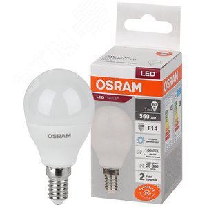 LEDVANCE 4058075579682 Лампа светодиодная LED 7 Вт E14 6500К 560Лм шарик 220 В  (замена  60Вт)  OSRAM (4058075579682)