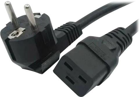 Кабель питания Filum FL-PC-SH90/C19-C3-3.0-BK ПВС-АП 3x2.5 CEE 7/7(Schuko) угловая - C19, 220/250В, 16А, чёрный, 3м (974709)