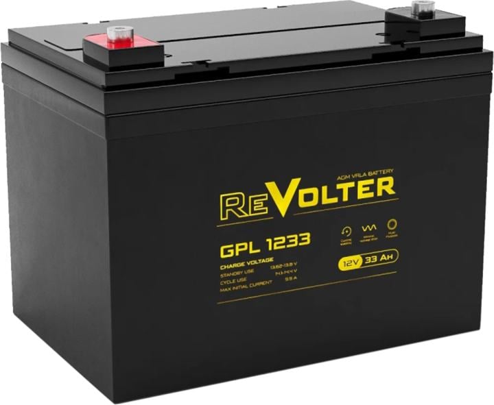 Аккумулятор ReVolter GPL 1233, 12В, 33Ач, AGM