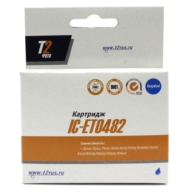 T2 C13T048240 (IC-ET0482) Картридж  для  Epson Stylus Photo R200/R300/RX500/RX600, голубой, с чипом