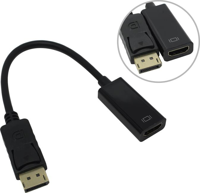Exegate <EX-DPM-HDMIF-0.15> Кабель-переходник DisplayPort (M) ->HDMI  (F) 0.15м <EX284921RUS>