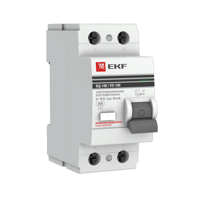EKF elcb-2-32-30-em-pro Выключатель дифференциального тока (УЗО) 2п 32А 30мА АС EKF PROxima (elcb-2-32-30-em-pro)