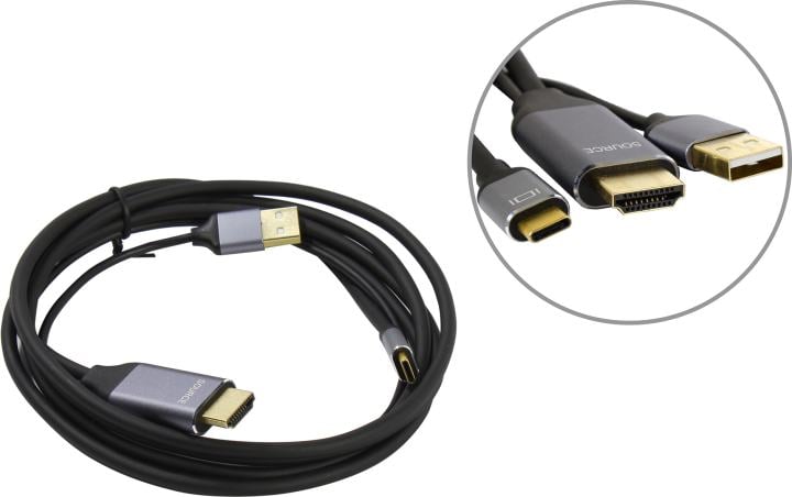 Espada <EVihuC> Кабель-адаптер HDMI (M) -> DisplayPort  via USB-C (M)