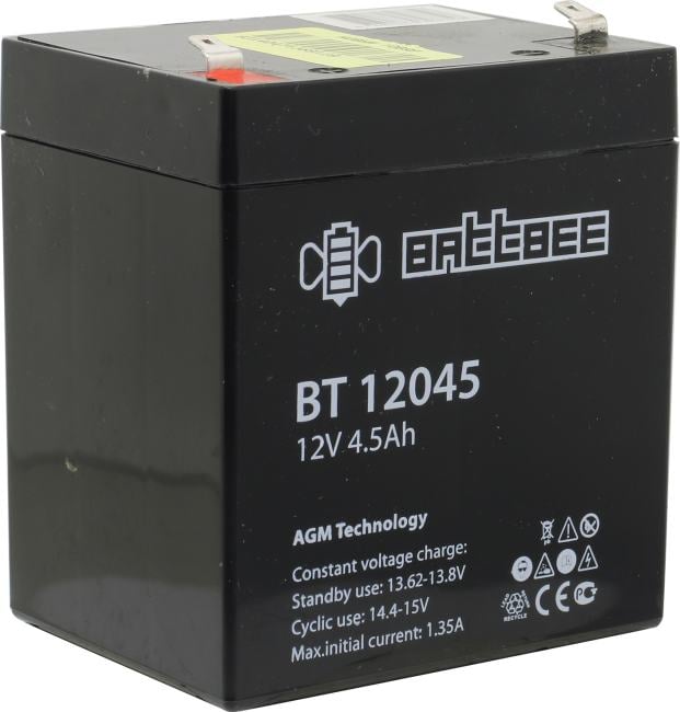 Аккумуляторная батарея BATTBEE (DELTA) BT 12045 (12В/4,5Ач, Тип: AGM, Клемма: F1, ДхШхВ: 90х70х101мм (Полная высота: 107мм), срок службы: 3 лет, Гарантия: 1г, вес: 1,2кг) (BT 12045)