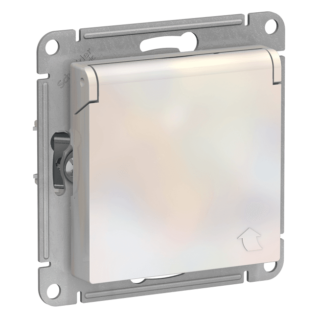 Schneider Electric ATN000446 ATLASDESIGN РОЗЕТКА с заземл. со шторк. с крышкой,  16А,  IP20,  механизм, ЖЕМЧУГ