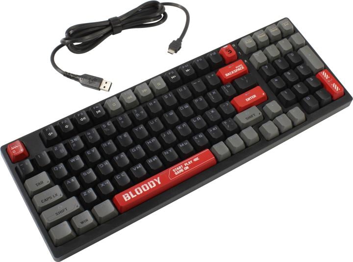 Клавиатура Bloody S98 BLMS LK Red Plus <Bloody Red> <USB>  98КЛ, подсветка клавиш