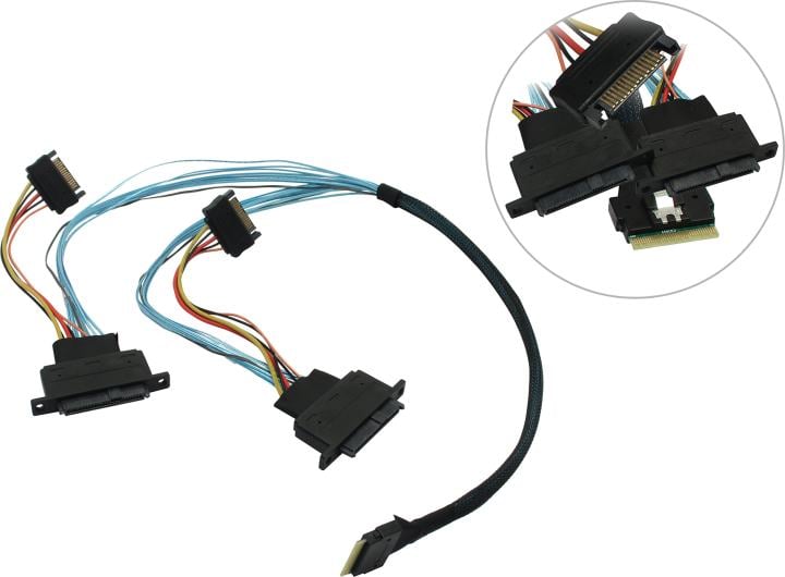 <CBL-SLSAS8-2U3-6> Кабель SFF-8654  (x8)-> 2xU.3 0.6м
