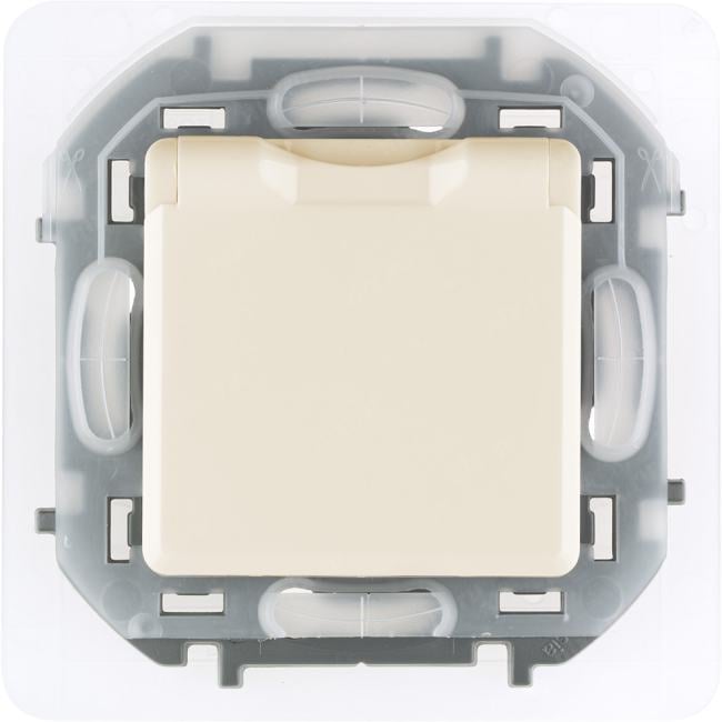 Legrand 673741 Розетка 2К+З IP 44 с откидной крышкой и шторками немецкий стандарт 16 А 250 В~ INSPIRIA слоновая кость