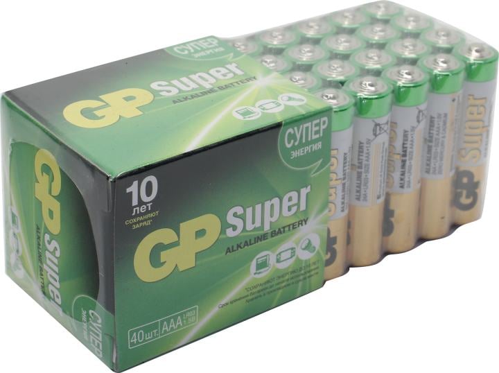 GP Super 15A-2CRVS40/15A-B40/GP15AA21-2CRSWC40 (LR6) Size AA, 1.5V, щелочной (alkaline)  <уп.  40шт>