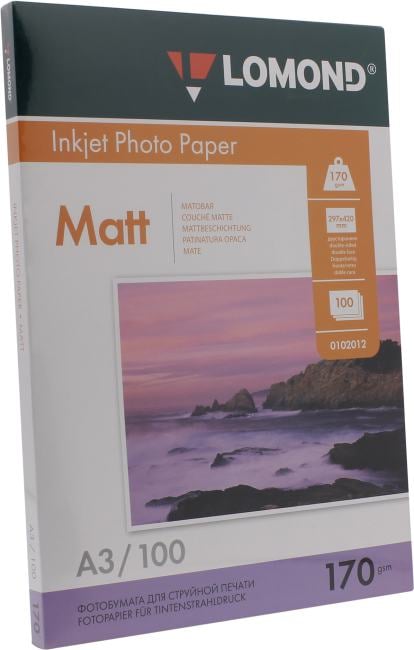 Фотобумага Lomond 0102012, A3, 170г/м², матовая, 100л