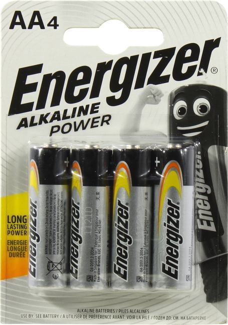 Energizer POWER <246599/890737> (LR6) Size "AA", 1.5V, щелочной  (alkaline)  <уп.  4 шт>