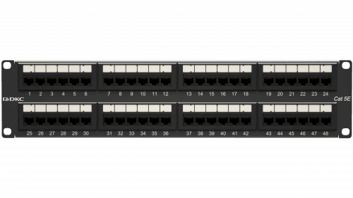Патч-панель DKC RN5PPU242 19", 2U, Cat 5e, 48 портов RJ45 (8p8c), неэкранированная, 110 IDC, "RAM telecom"