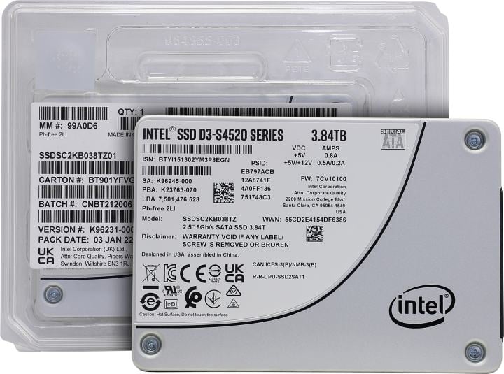 SSD 3.84 Tb SATA 6Gb/s Intel/Solidigm D3-S4520 Series  <SSDSC2KB038TZ01/SSDSC2KB038TZ1Z>  2.5"  3D TLC