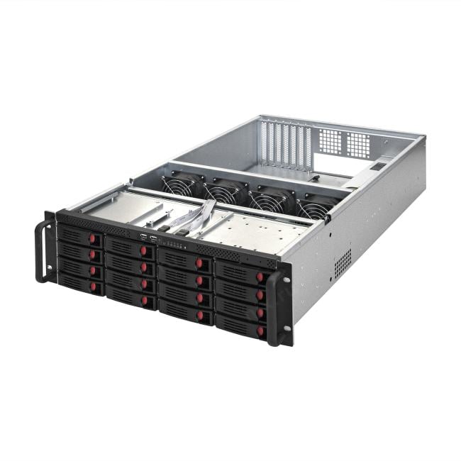 Exegate EX281299RUS Серверный корпус ExeGate Pro 3U660-HS16 <RM 19", высота 3U, глубина 660, БП 2U-500ADS,16xHotSwap, USB>