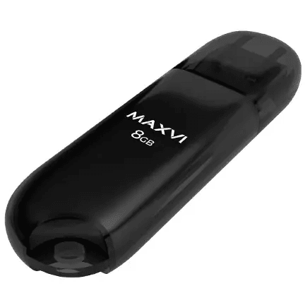 FD8GBUSB20C10P1 black MAXVI  Флеш диск Maxvi P1 8GB USB 2.0 black, монолит с колпачком,  ABS  пластик