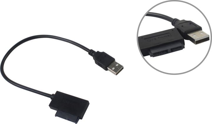 ORIENT UHD-304SL, USB 2.0 адаптер Slimline SATA для оптических приводов ноутбука, кабель подключения USB Type-A (33338)