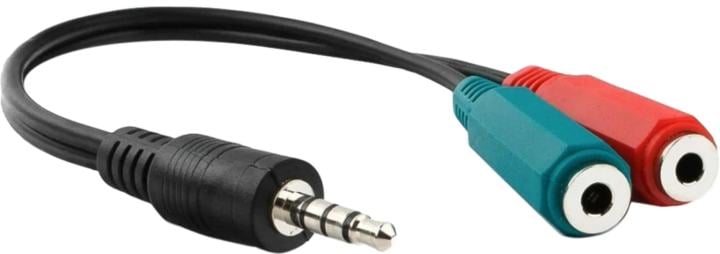 Адаптер аудио для гарнитуры 3.5 4pin plug -> 2x3.5 jack, 0.2 м, черный, Cablexpert (CCA-417)
