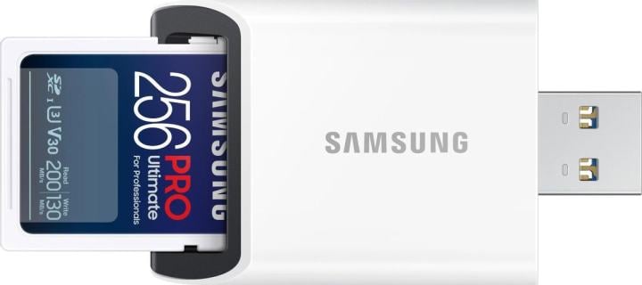Флеш карта SDXC 256GB Samsung PRO Ultimate с адаптером USB,  W130МБ/с, R200МБ/с, <MB-SY256SB/WW>