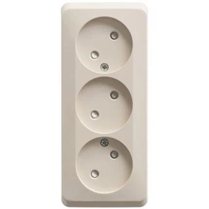 Розетка Systeme Electric PA16-010K 3-ая б/з со шторками  16А 250B крем