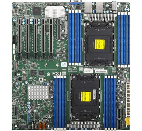 Серверная материнская плата Supermicro MBD-X13DAI-T-B, 2xLGA4677, Intel C741, 16xDDR5, 10xSATA, 2xM.2, 5xPCIe 5.0 x16, 1xPCIe 5.0 x8, 1xVGA, 2x 10Gb LAN, 6xUSB 3.0, 2xUSB 2.0, 1xUSB 3.2 Gen 1, E-ATX