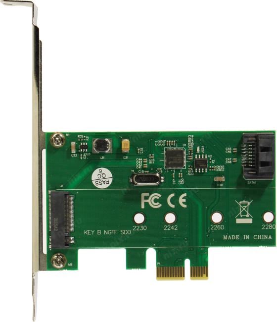 ORIENT A1061S-M2, Контроллер PCI-Ex1 v2.0, SATA3.0 6Gb/s, 2-port int: SATA M.2 + SATA, ASM1061 chipset, oem (30289)