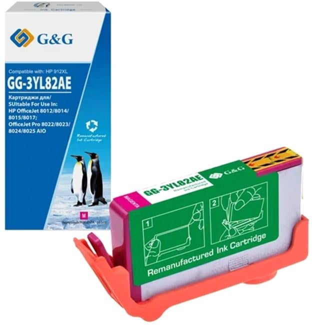 Картридж Cartridge GG 912XL для OfficeJet 8013/8023/8025 пурпурный 825 стр. аналог 3YL82AE гарантия 36 мес.