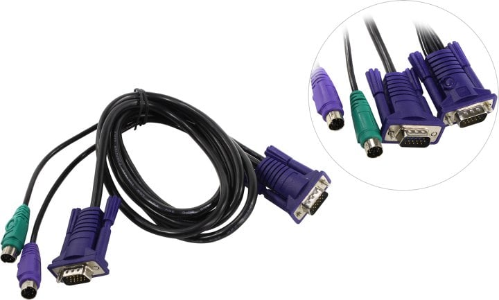 <DKVM-CB B1(A)> Кабель для KVM  переключателей (PS/2+PS/2+VGA15M, 1.8м)