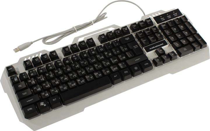 Клавиатура Nakatomi Navigator <KG-35U Silver>  <USB>  104КЛ,  подсветка клавиш
