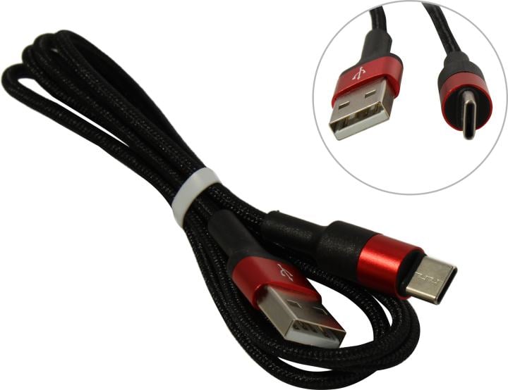 Hoco <X26 Type-C 1M Black/Red> Кабель USB 2.0 AM-->USB-C 1м